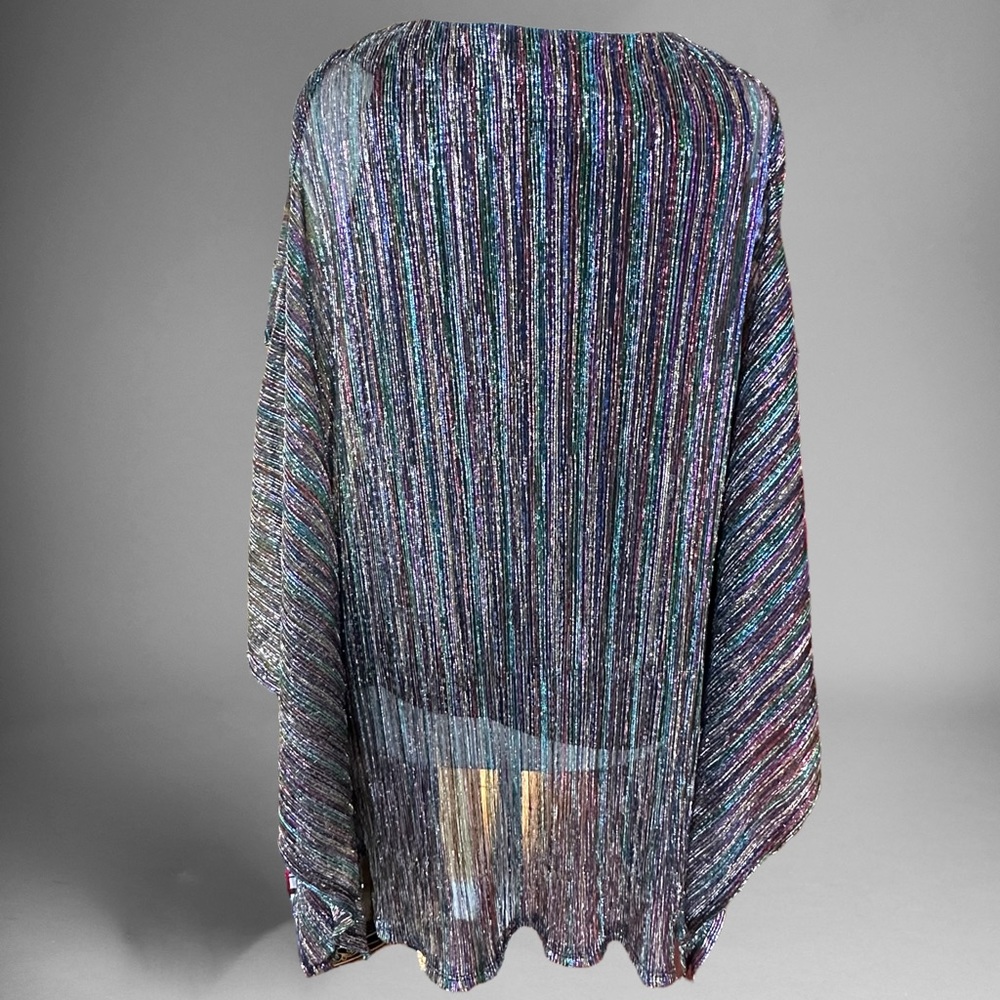 Onyx Nite metallic multi colored Sparkle Blouse Cold Shoulder Style - Picture 2 of 14